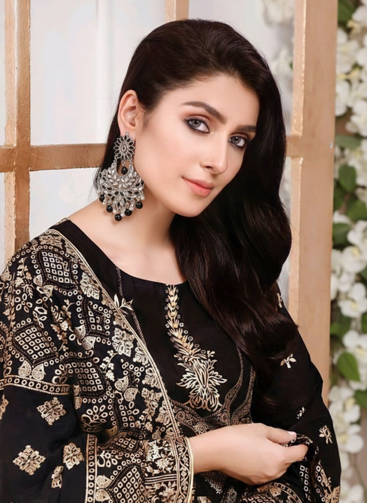 Suraj Mukhi Kundan (Silver And Black)