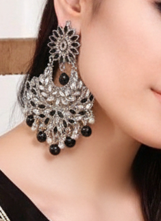 Suraj Mukhi Kundan (Silver And Black)