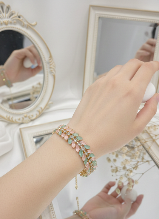 Double Boti Bracelet pink & green (Sheharbano)