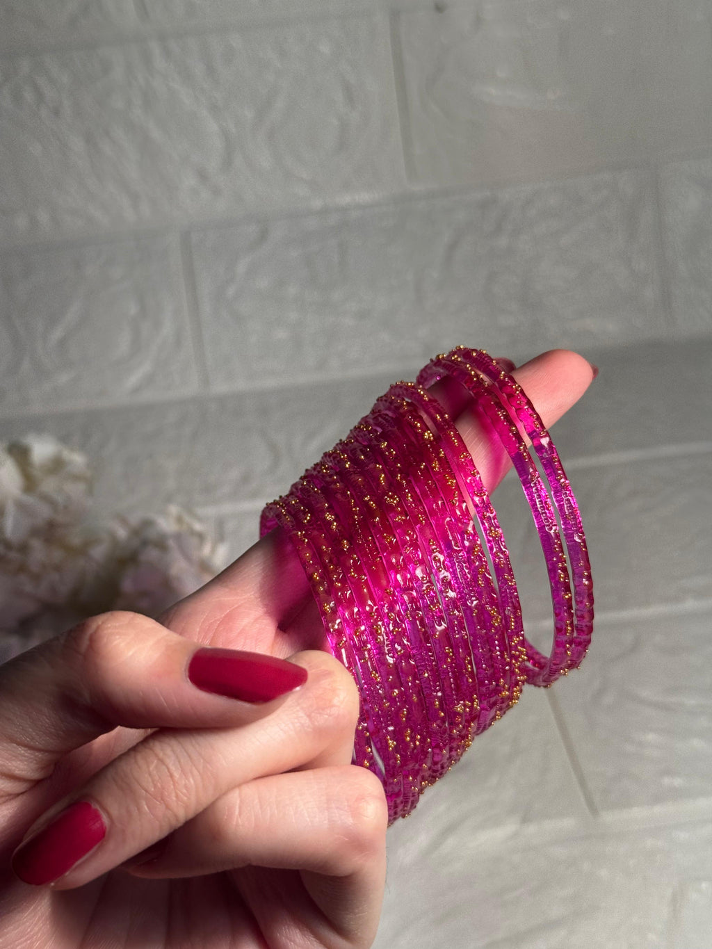 Raindrop bangle (3)- shocking pink