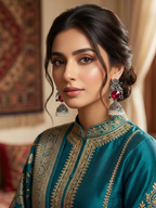 kashmiriEarrings - Silver Red