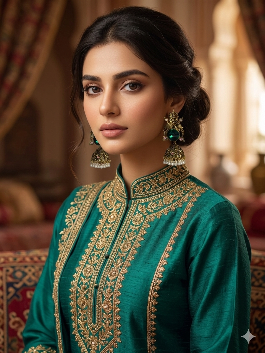 Kashimiri Earrings - Gold Green