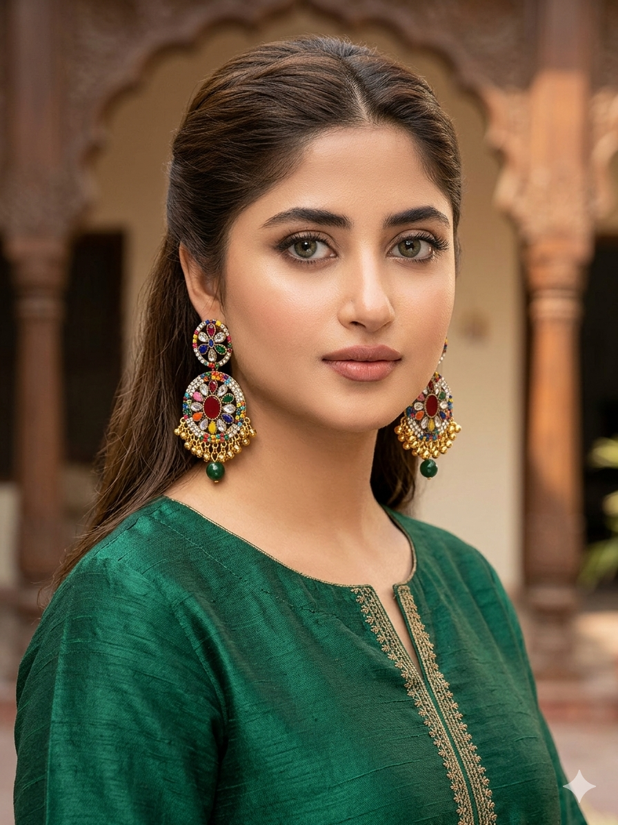 Fatima earring multi and gold(Sheharbano)
