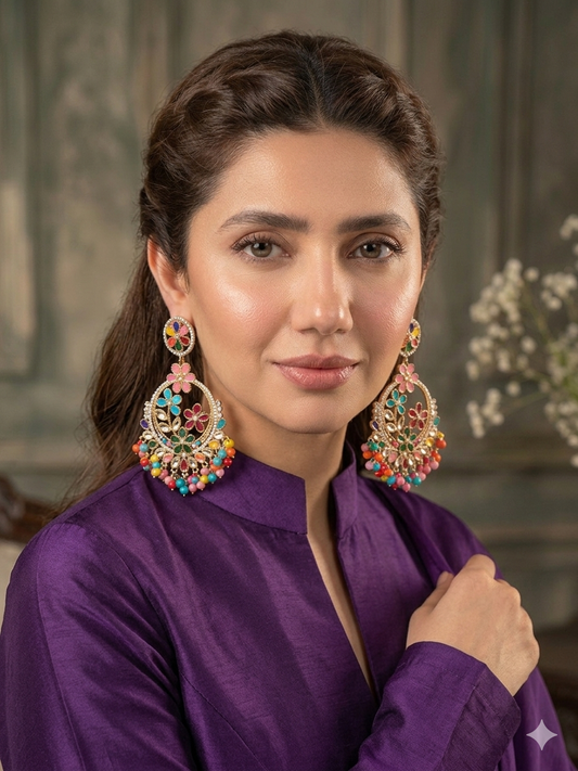 Phool Earring multi and gold(Mahbano)