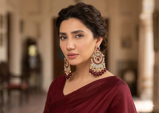 Shahi Earrings- maroon beads