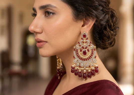 Shahi Earrings- maroon beads