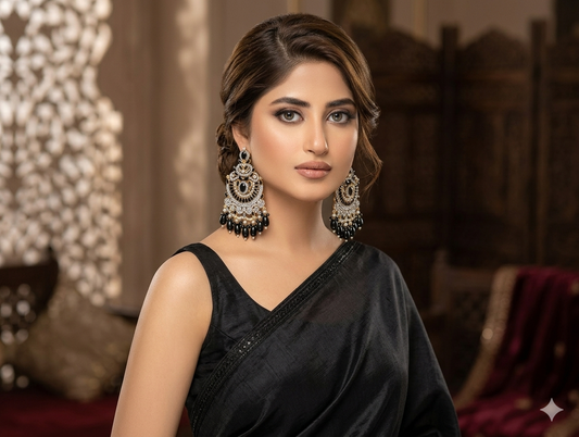 Shahi Earrings- black beads