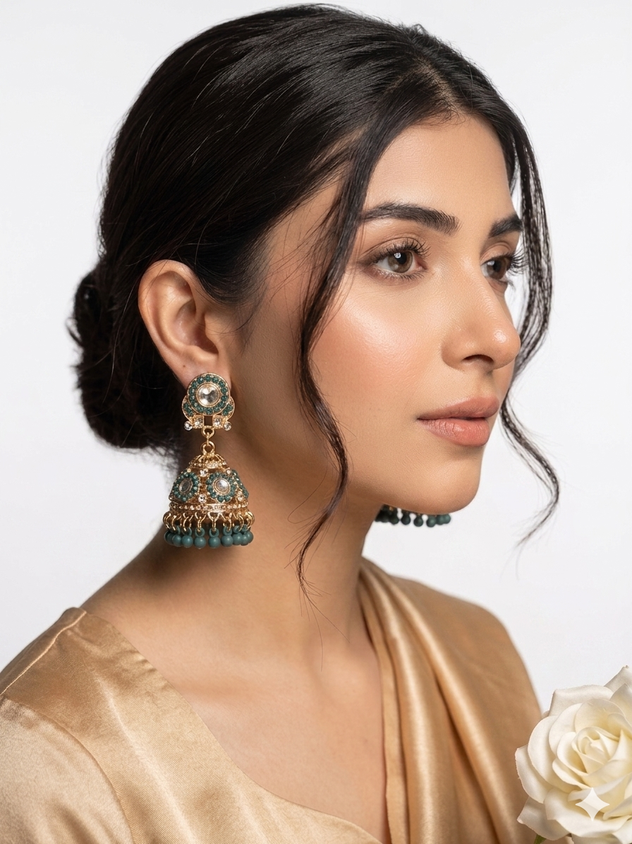 Bahar jhumkay khass collection-gold and green