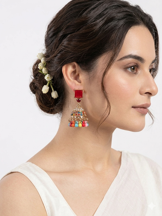 Zeenat jhumki khass collection-gold and multi
