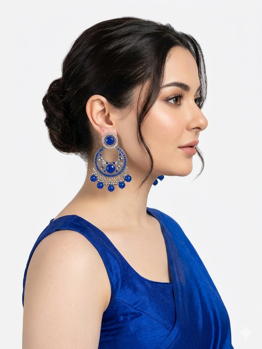 Sultana chandbali khass collection-silver and blue