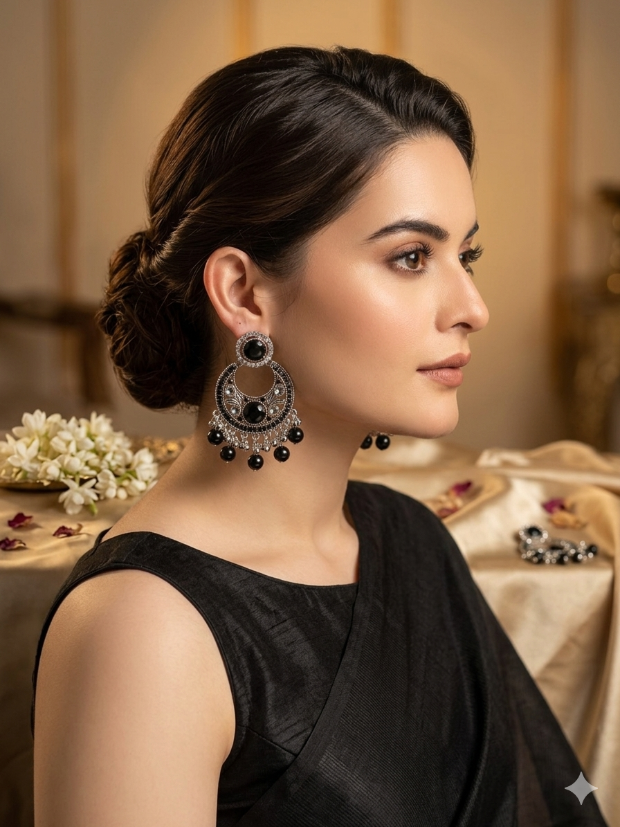 Sultana chandbali khass collection-silver and black 1