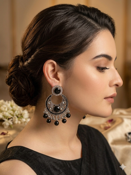 Sultana chandbali khass collection-silver and black 1