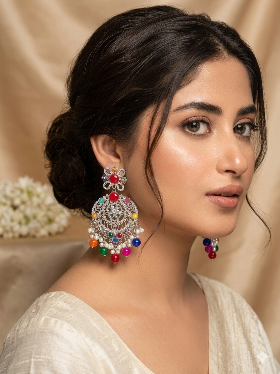Rangoli Rounds khass collection-silver and multi