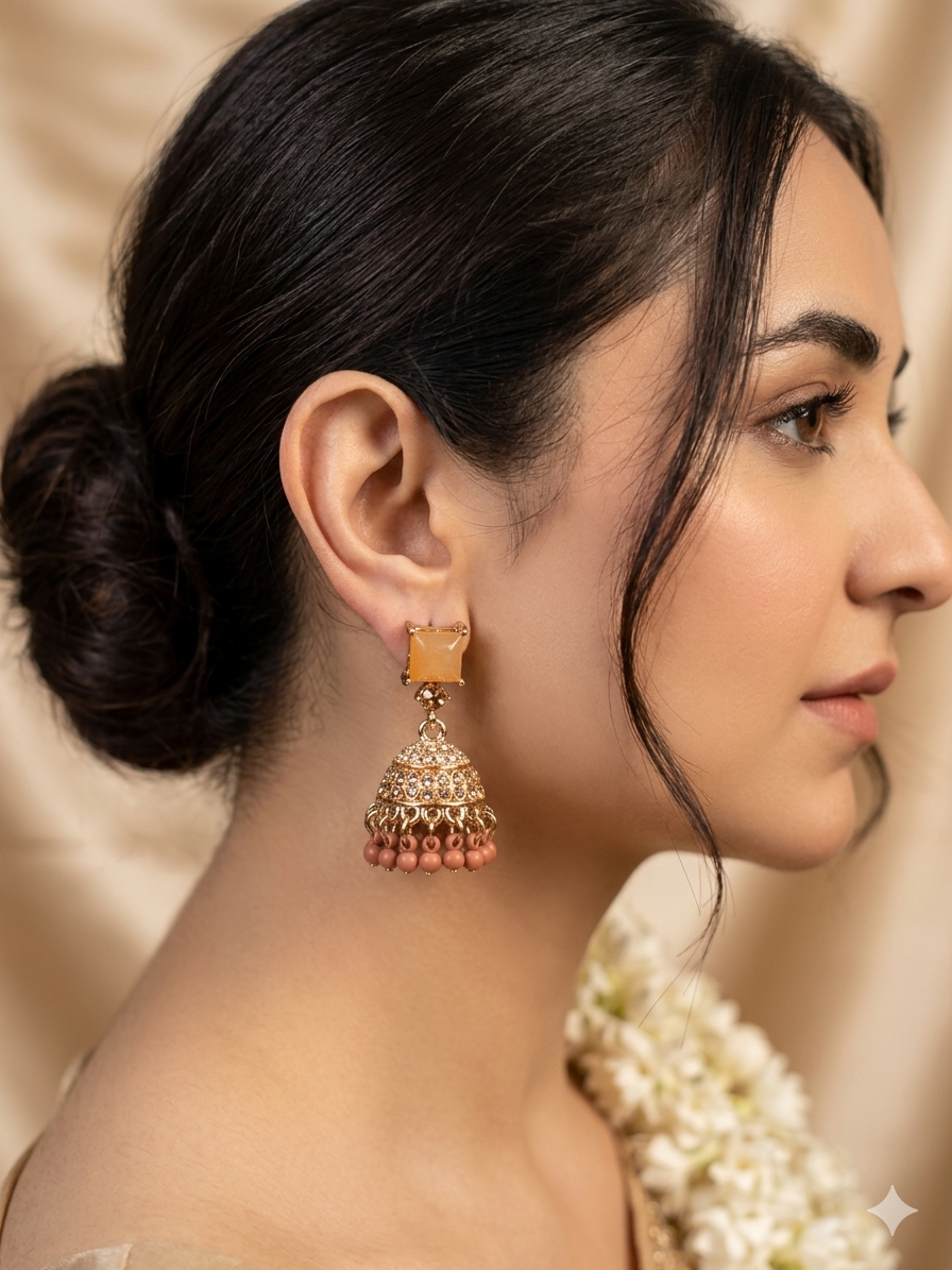 Zeenat jhumki khass collection-gold and brown