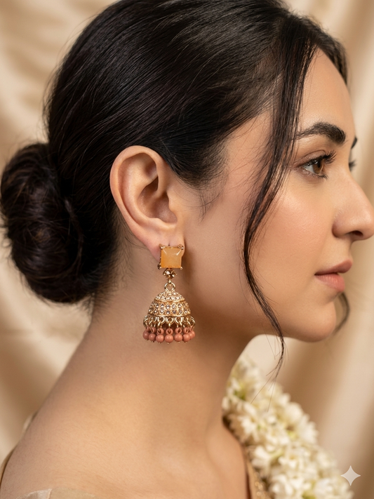 Zeenat jhumki khass collection-gold and brown