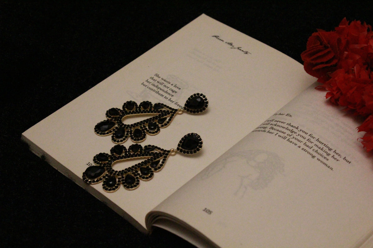 Sparkling Floral Droplets -  Black