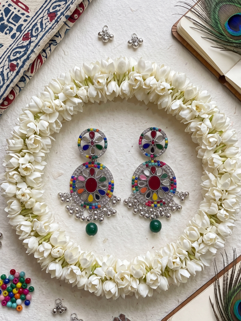 Fatima earring silver and multi (Sheharbano)
