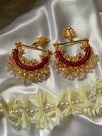 Peacock Earrings - Red