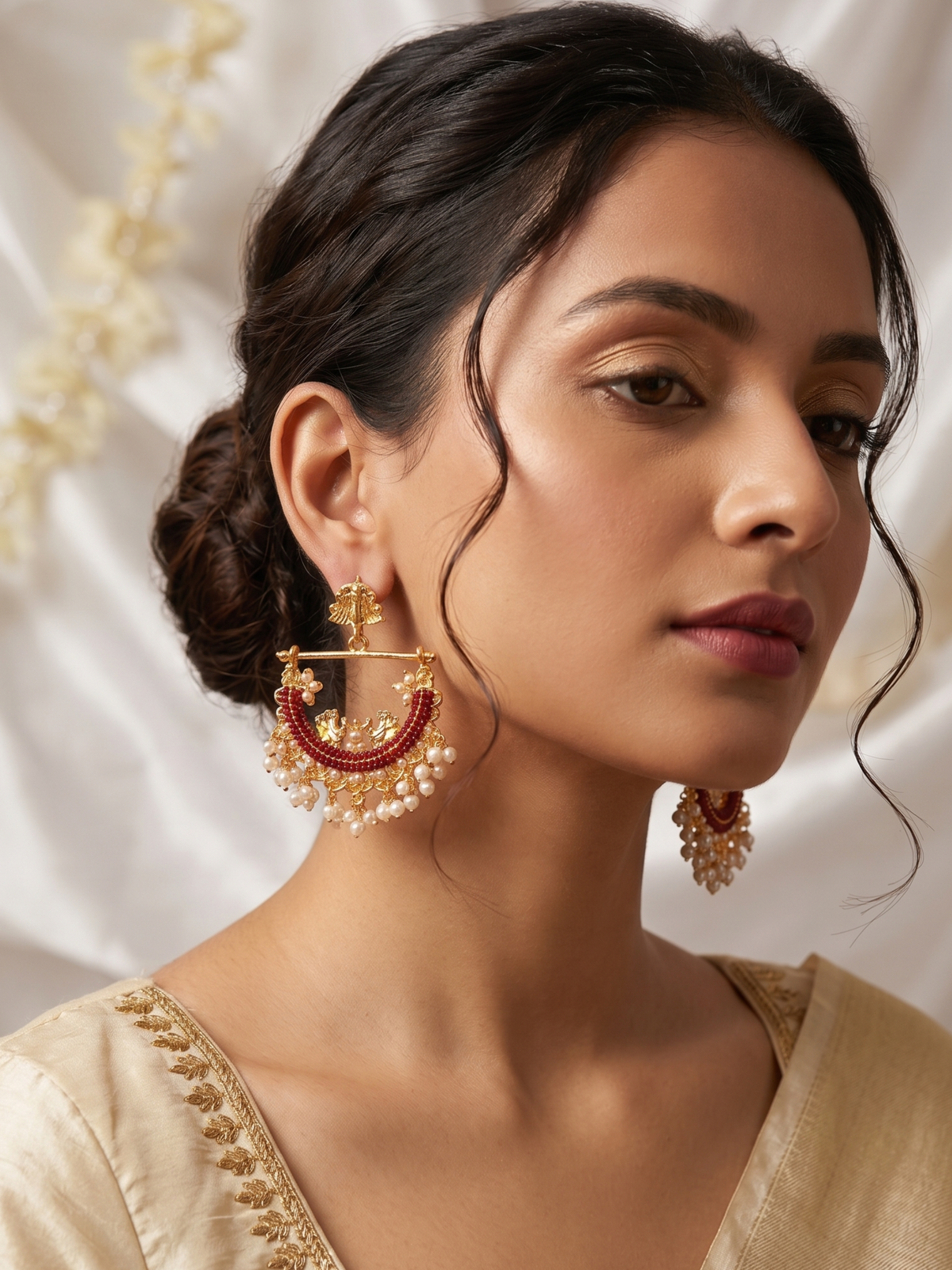Peacock Earrings - Red