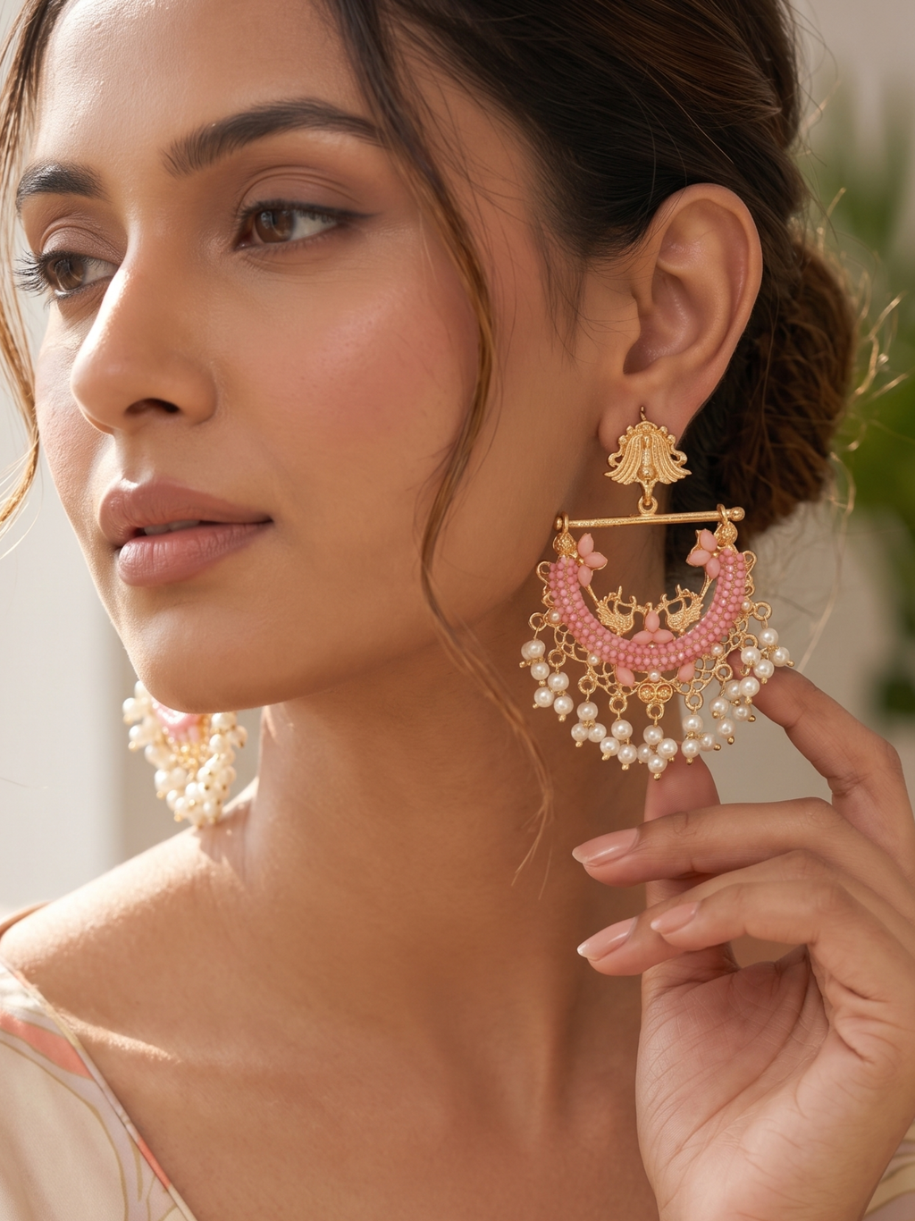 Peacock Earrings - Pink