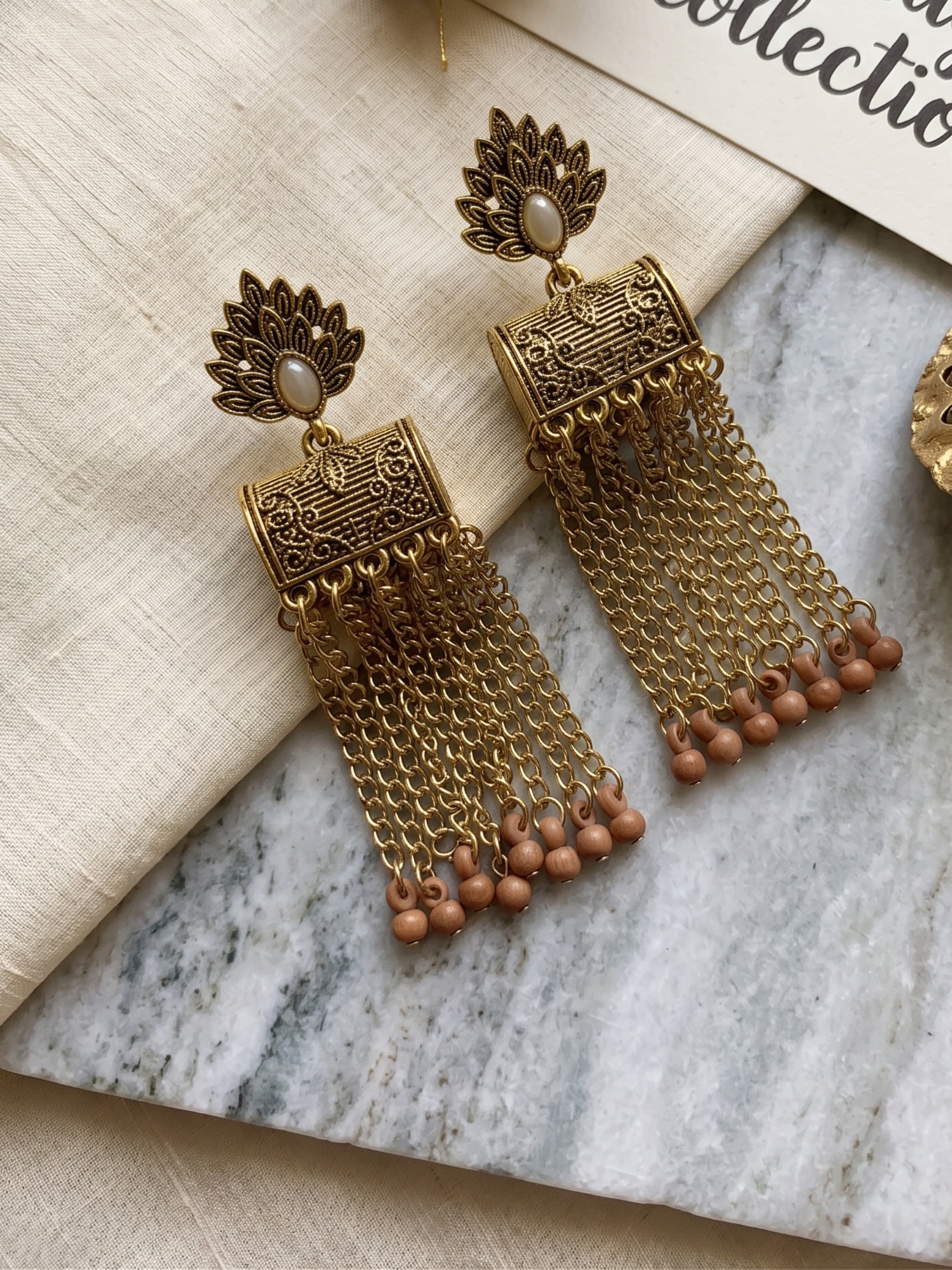 Warq Jhumkay - Gold Brown