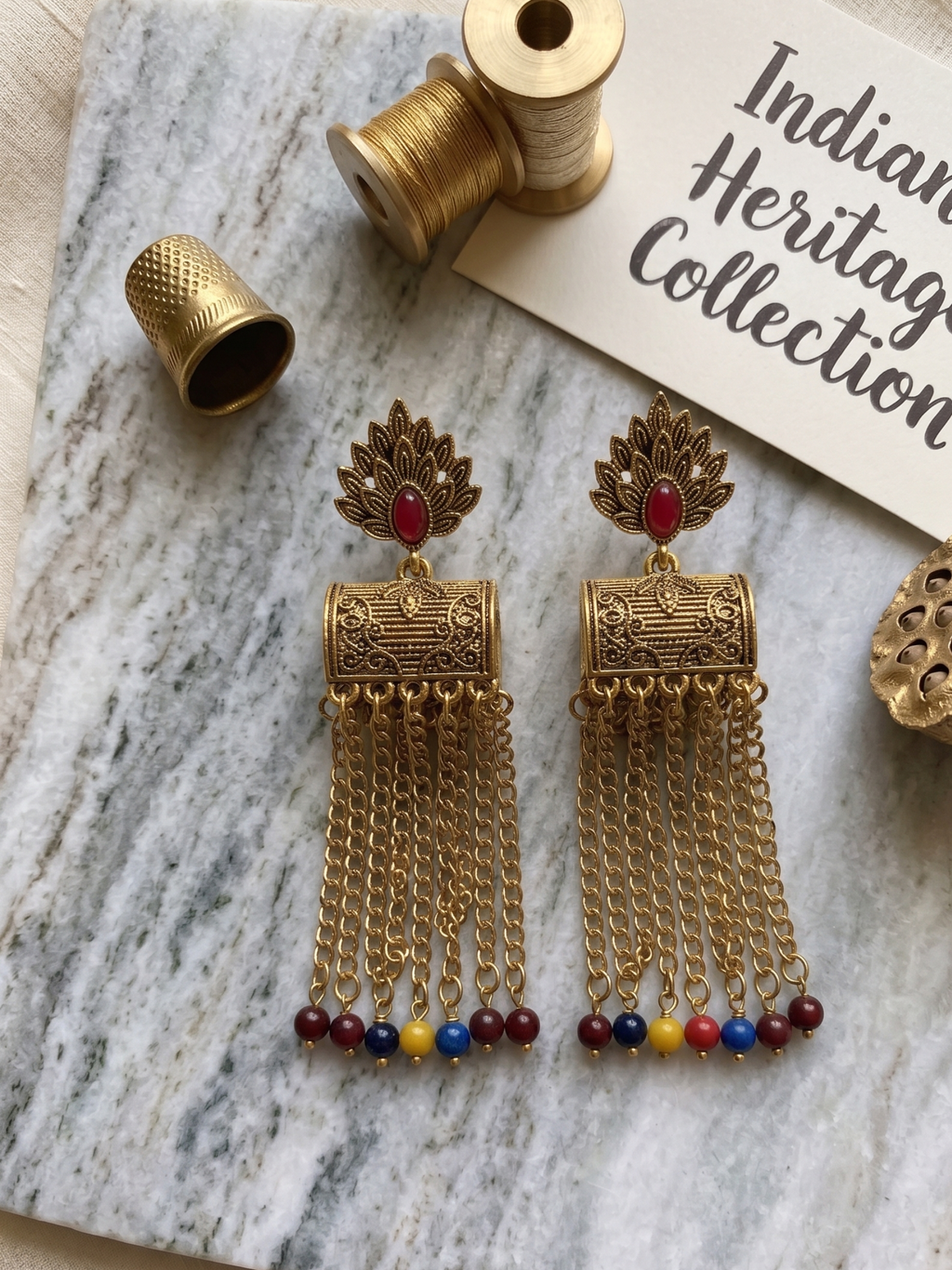 Warq Jhumkay - Gold Multicolor