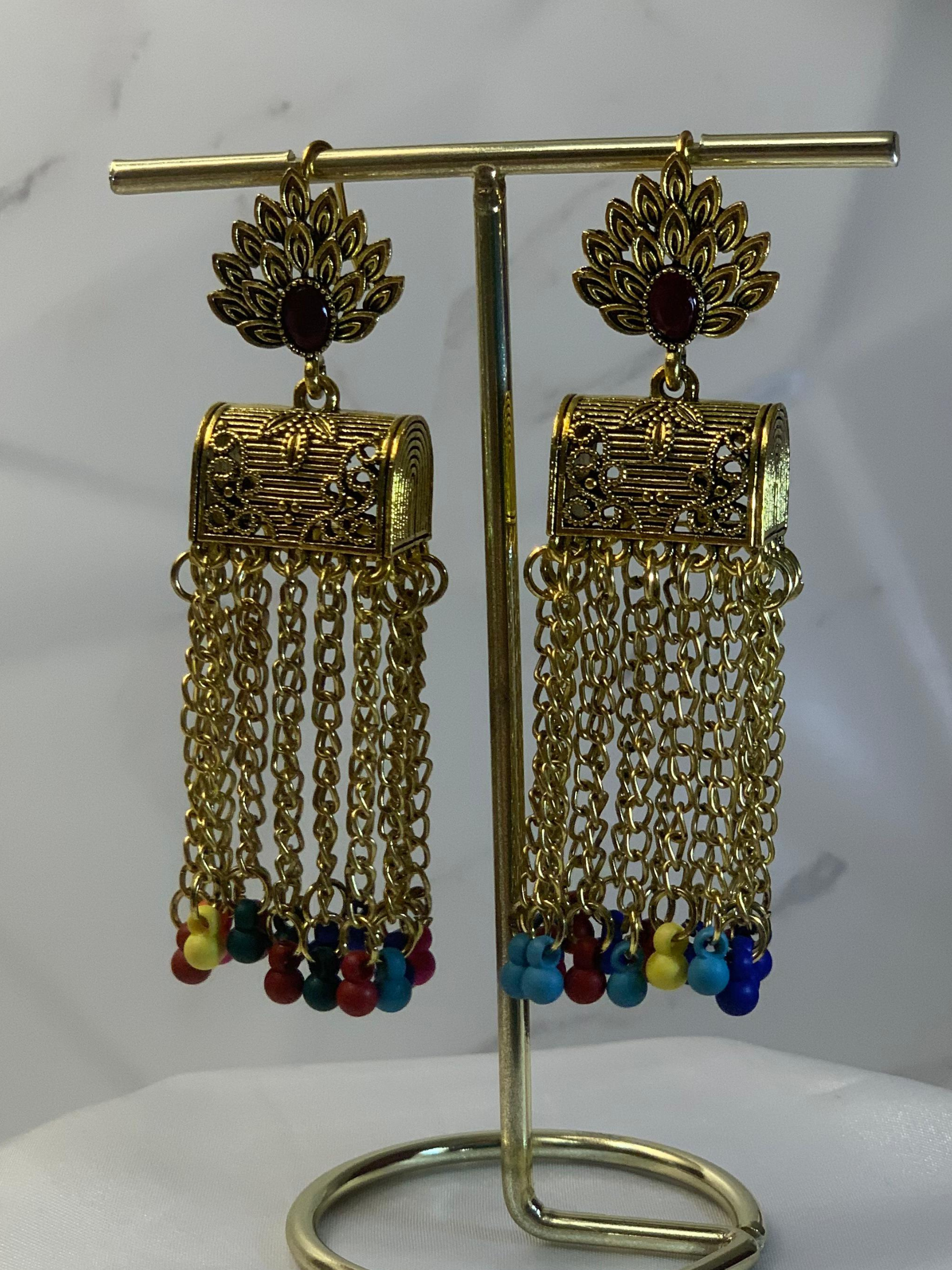 Warq Jhumkay - Gold Multicolor