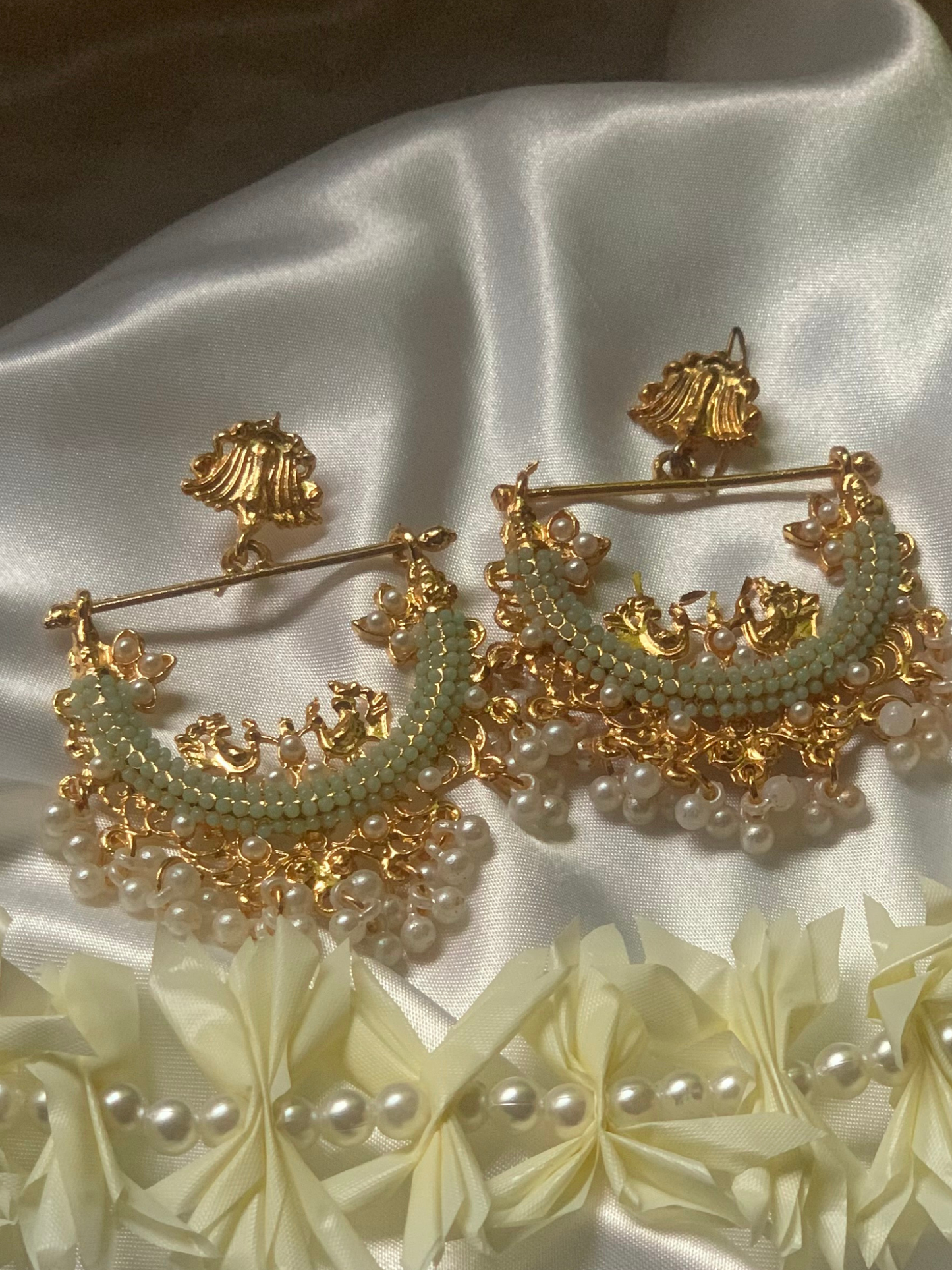Peacock Earrings - sea green