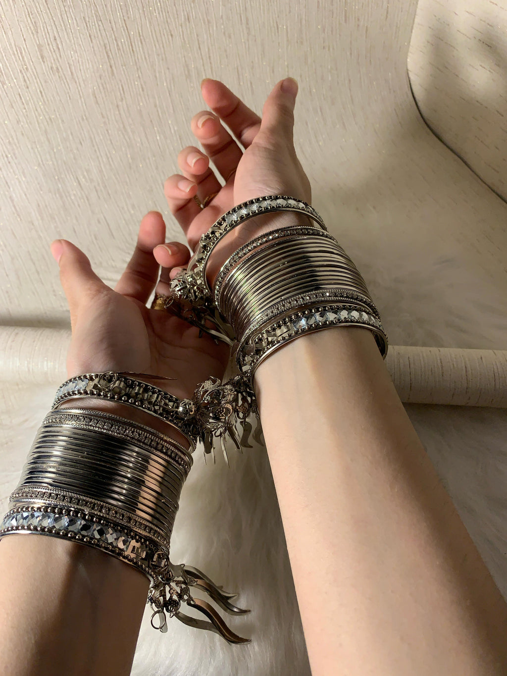 Silver Bangles Sets (both arms)