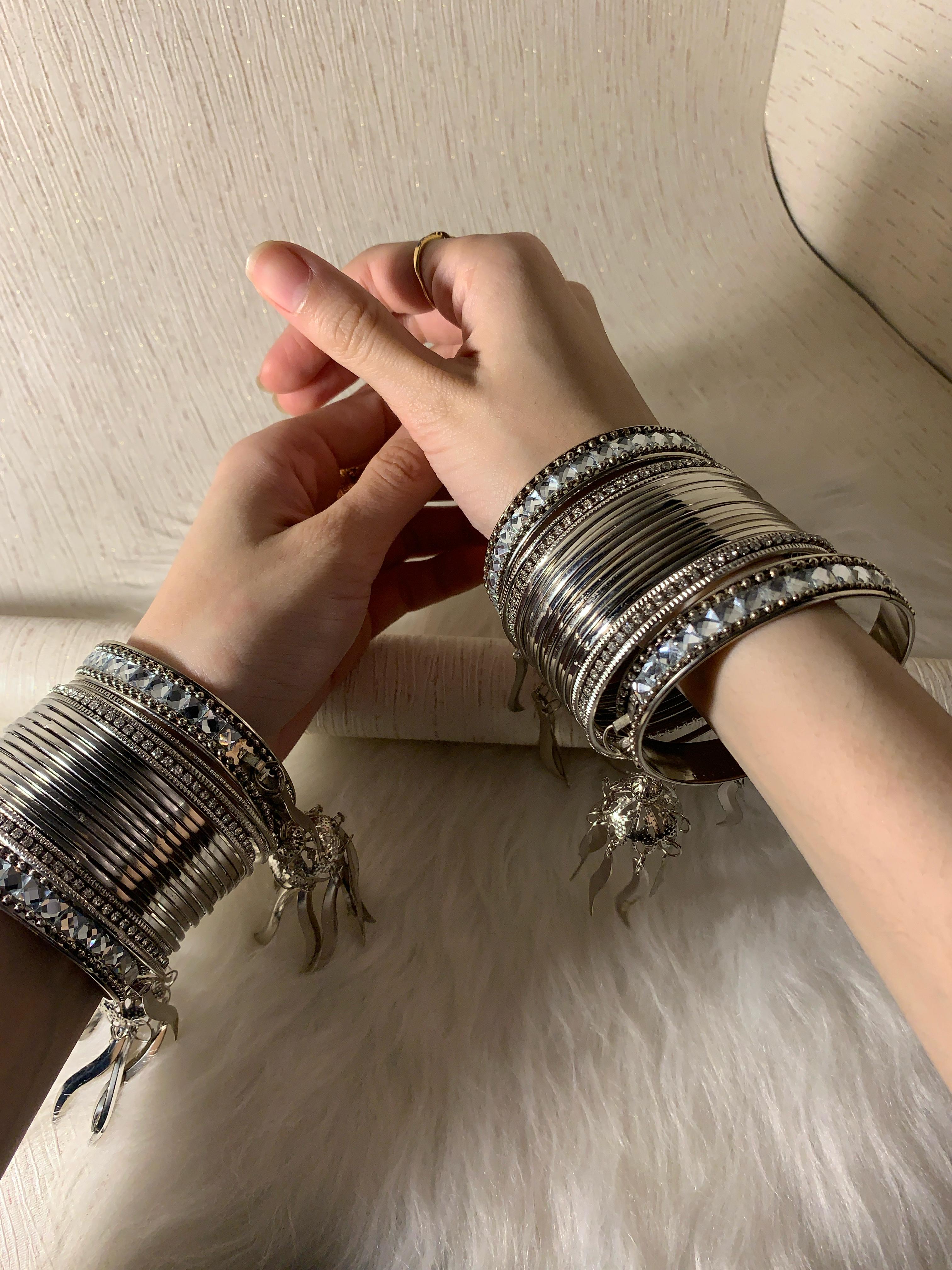 Silver Bangles Sets (both arms)