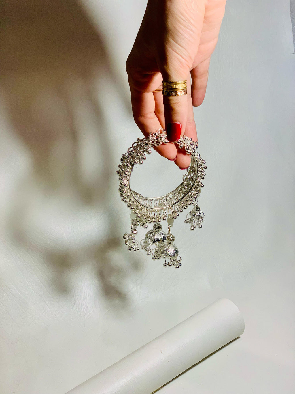 silver Jhumka latkan and ghungro bangles (Pair)