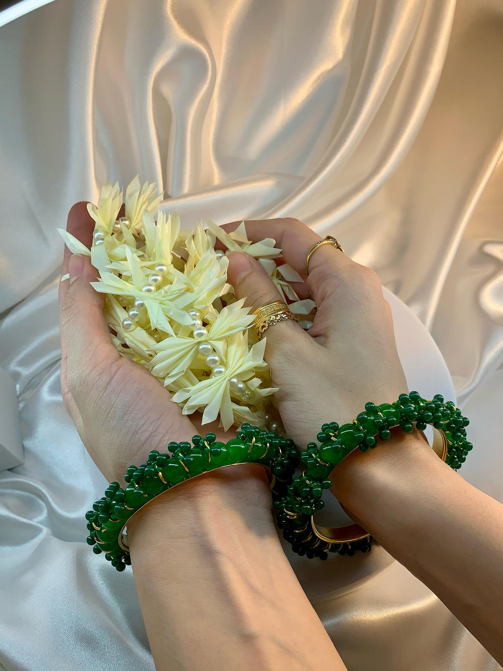BDS-18 Pearl Beaded Bangles (Green)