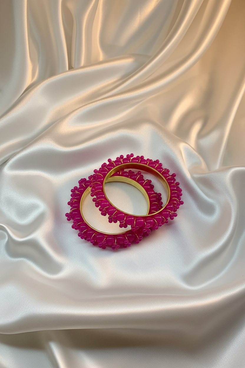 BDS-18 Pearl Beaded Bangles (Dark pink)