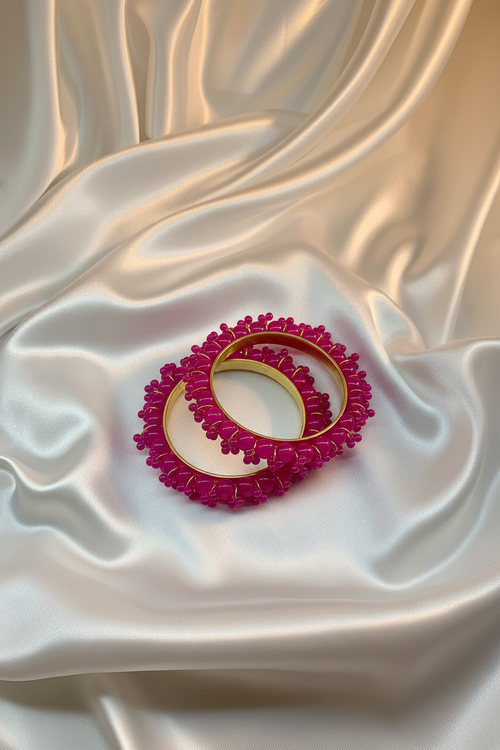 BDS-18 Pearl Beaded Bangles (Dark pink)