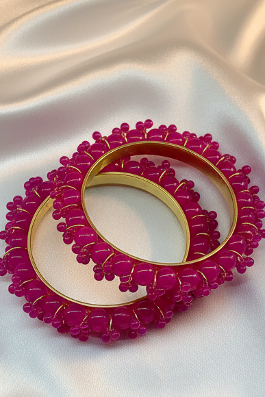 BDS-18 Pearl Beaded Bangles (Dark pink)