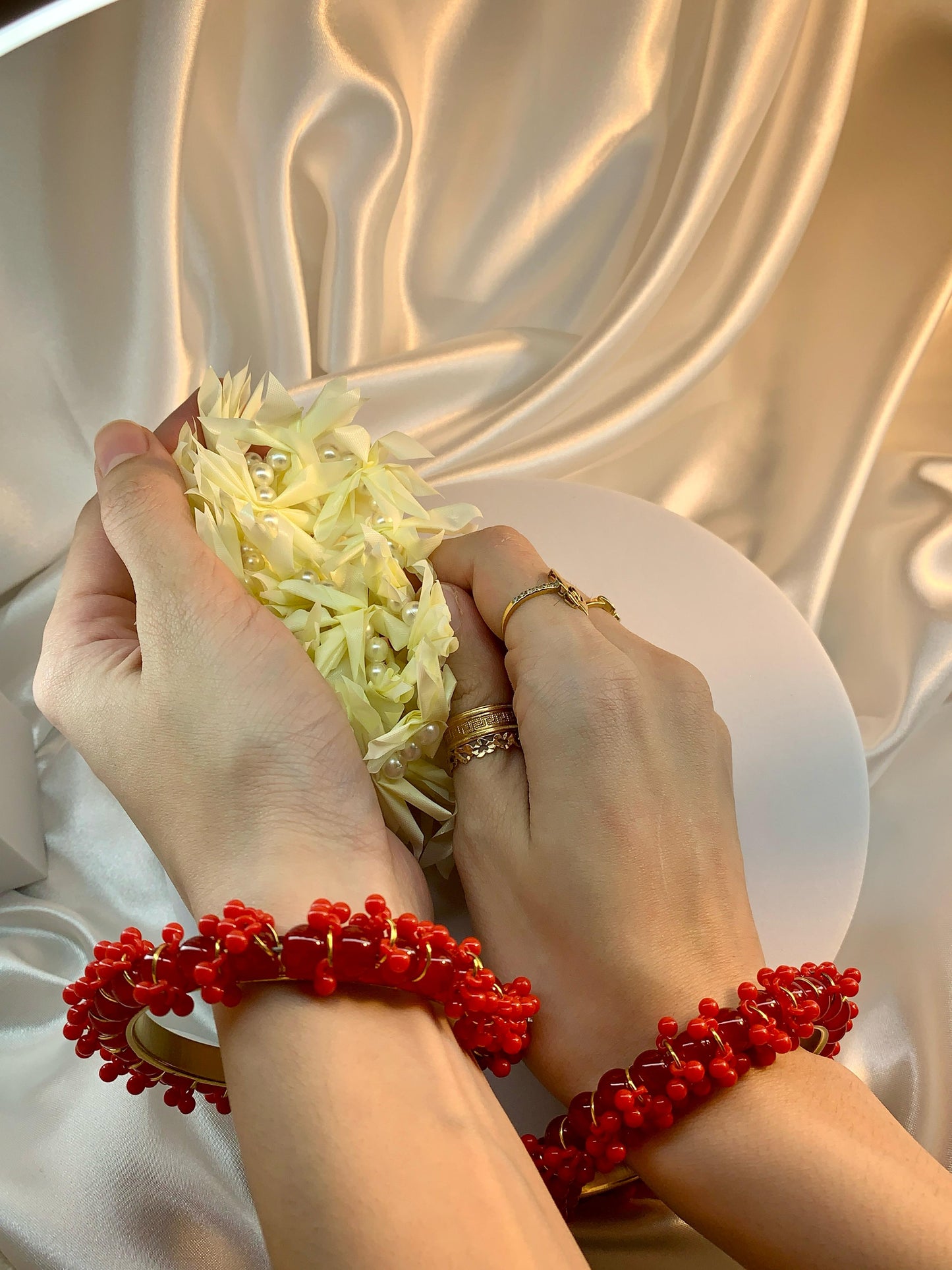 BDS-18 Pearl Beaded Bangles (Red)