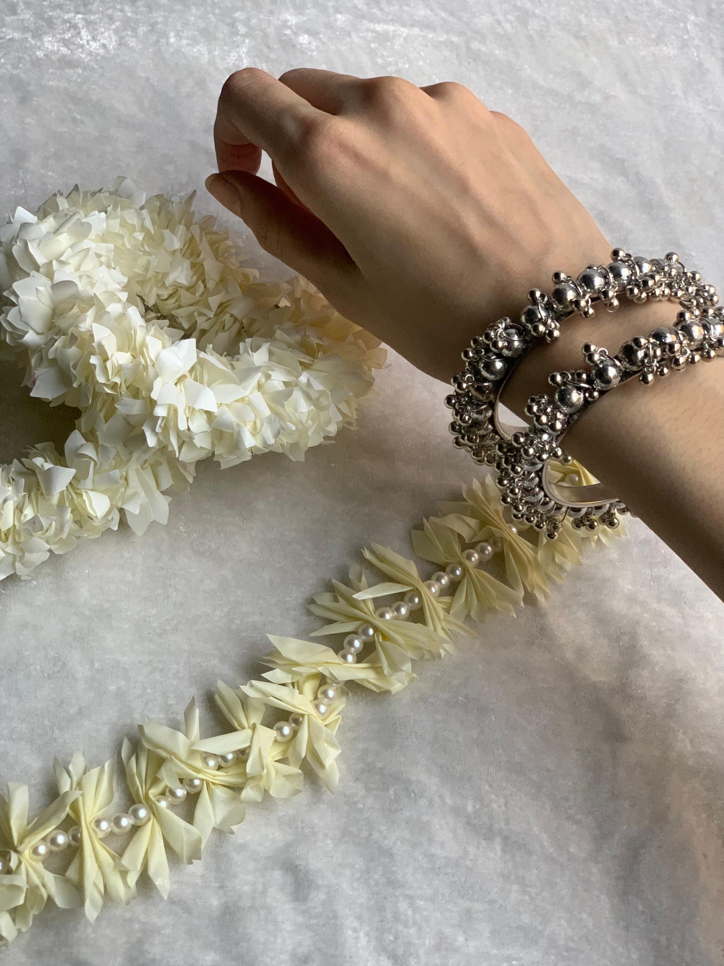 Pearl Beaded Karray (Silver)