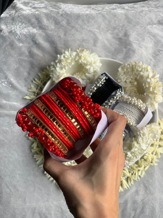 Red Kundan Bangle Set