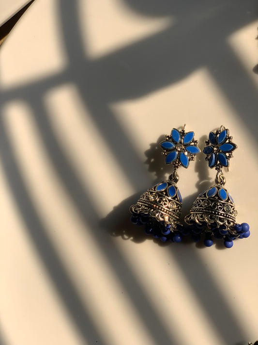 Chandi Sitara Jhumkay - Blue