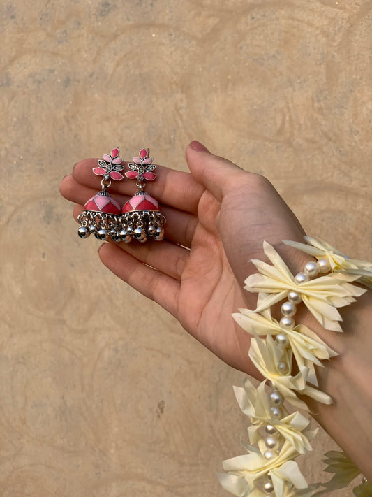 Chandi Sitara Jhumkay - Pink