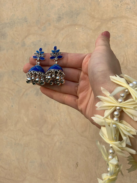 Chandi Sitara Jhumkay - Blue