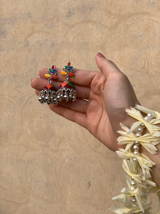 Chandi Sitara Jhumkay - Multicolor