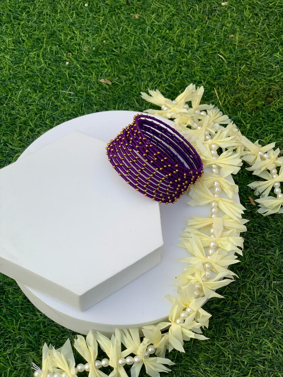 BD-14 Dotted Bangles - Purple  (12 Pcs)