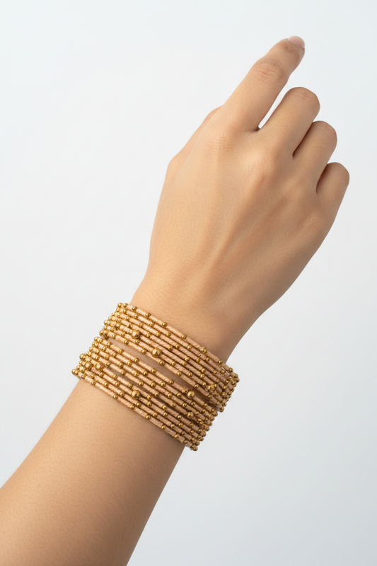 BD-14 Dotted Bangles - Peach  (12 Pcs)