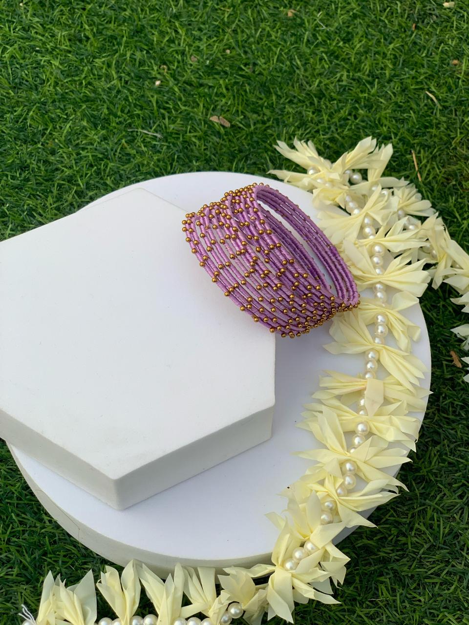 BD-14 Dotted Bangles - Lilac  (12 Pcs)