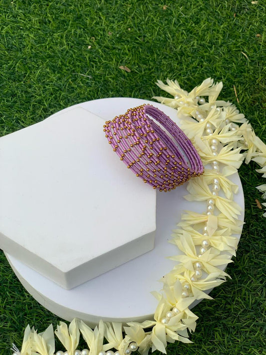 BD-14 Dotted Bangles - Lilac  (12 Pcs)