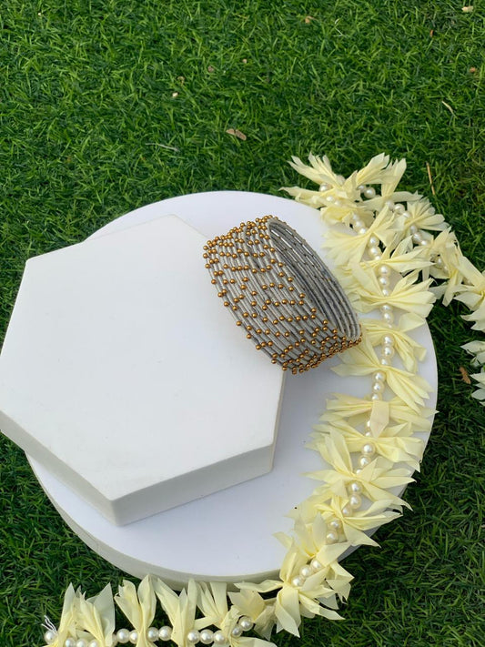 BD-14 Dotted Bangles - Grey  (12 Pcs)