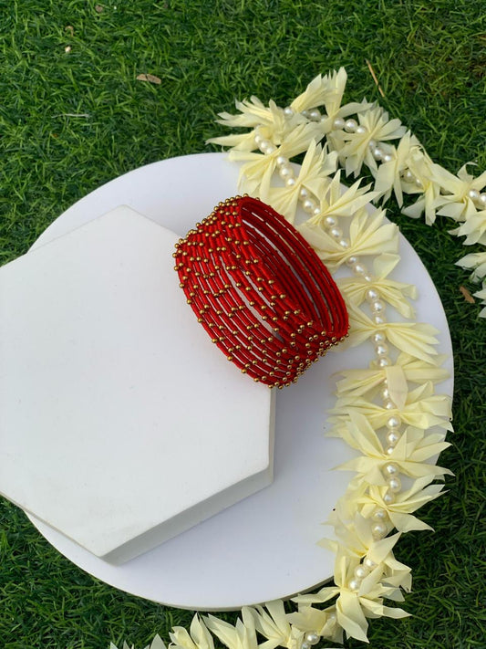 BD-14 Dotted Bangles - Red  (12 Pcs)