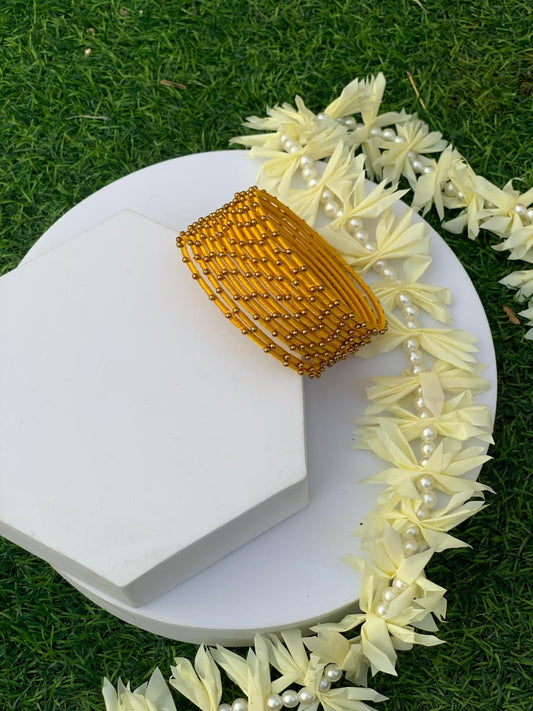 BD-14 Dotted Bangles - Yellow (12 Pcs)