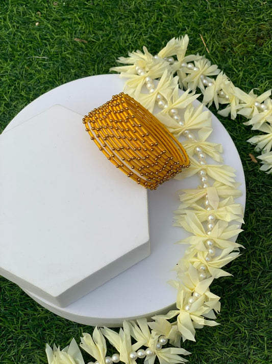 BD-14 Dotted Bangles - Yellow (12 Pcs)